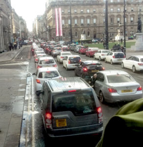 Traffic queuing in Glasgow