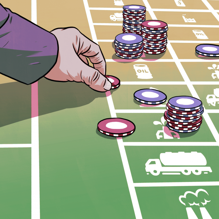 Illustration showing divestment 'gambling' risks
