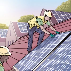 Illustration showing installation of solar panels