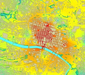 Air pollution heat map of Glasgow city centre