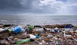 rubbish pollution on a beach, location unknown