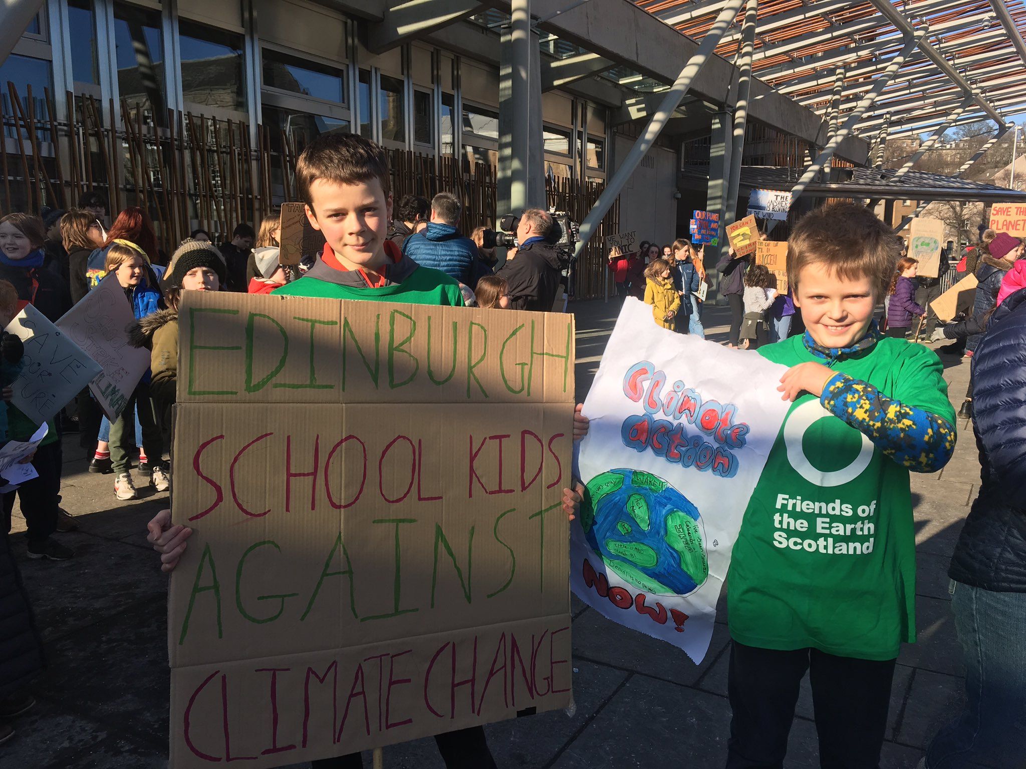 Youth climate strikers outside Scottish Parliament, Edinburgh 2019