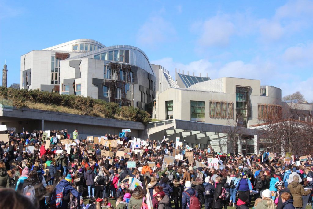 Thousands of young people join 'school strike for climate' protest outside the Scottish Parliament