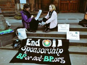 bp-or-not-bp protest outside National Portrait Gallery Scotland