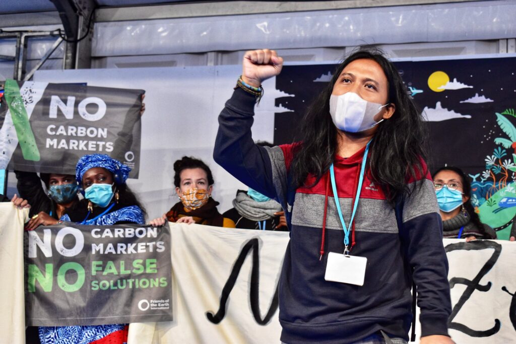 COP26 protest against carbon markets