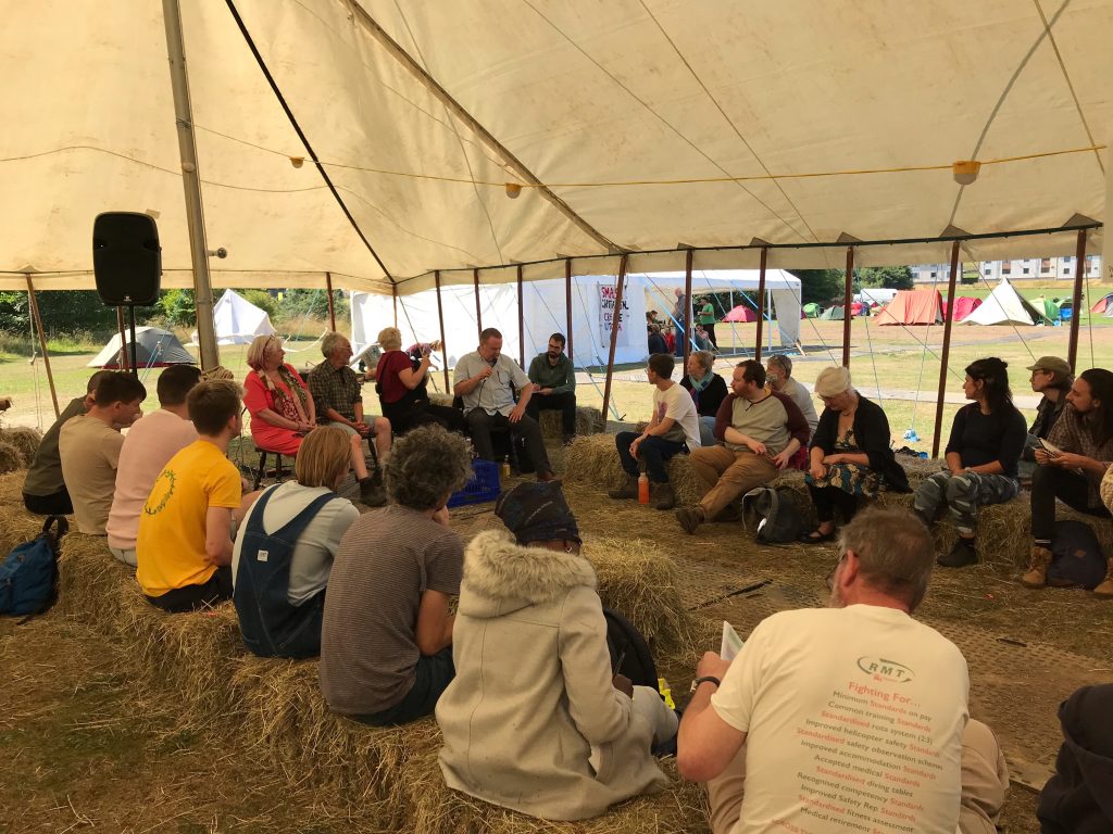 Meeting in a canvas team at Climate Camp Scotland