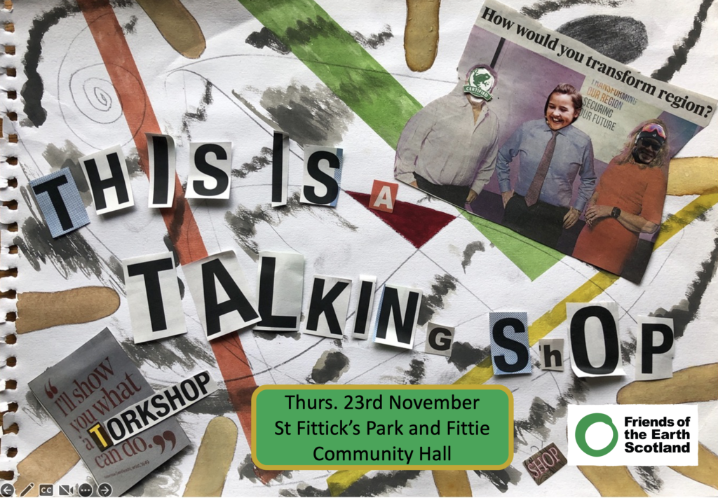 Collaged flyer for 'This is a Talking Shop' event