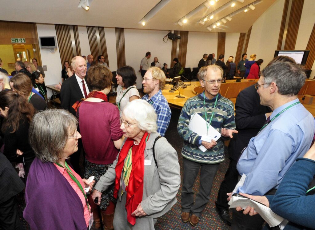 Busy room in the Scottish Parliament