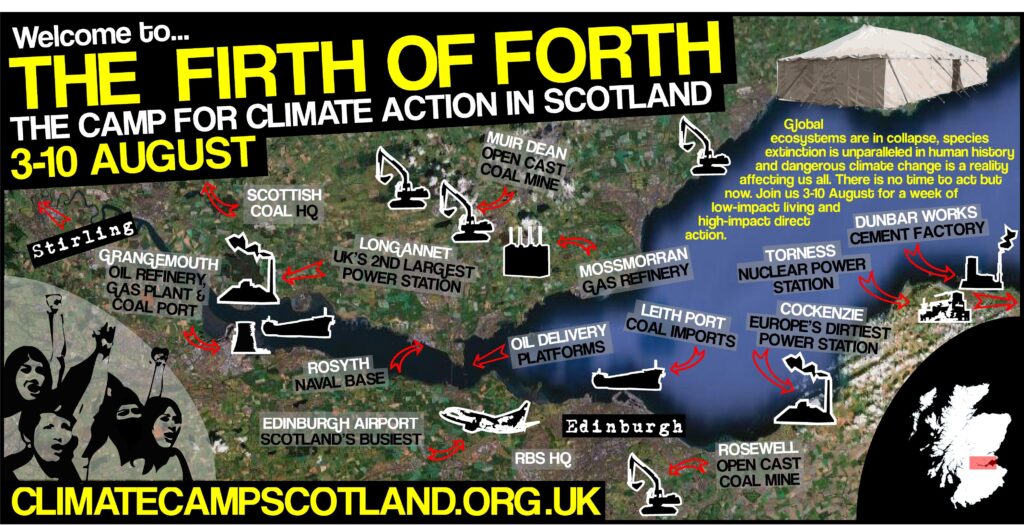 Poster reads 'Welcome to the Firth of Forth' and shows different polluters on a map