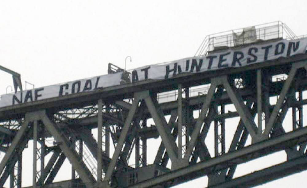 Banner reads 'nae coal at Hunterston'