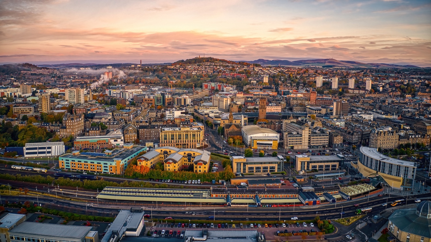 Aerial View of Dundee - looking towards the city from the river
